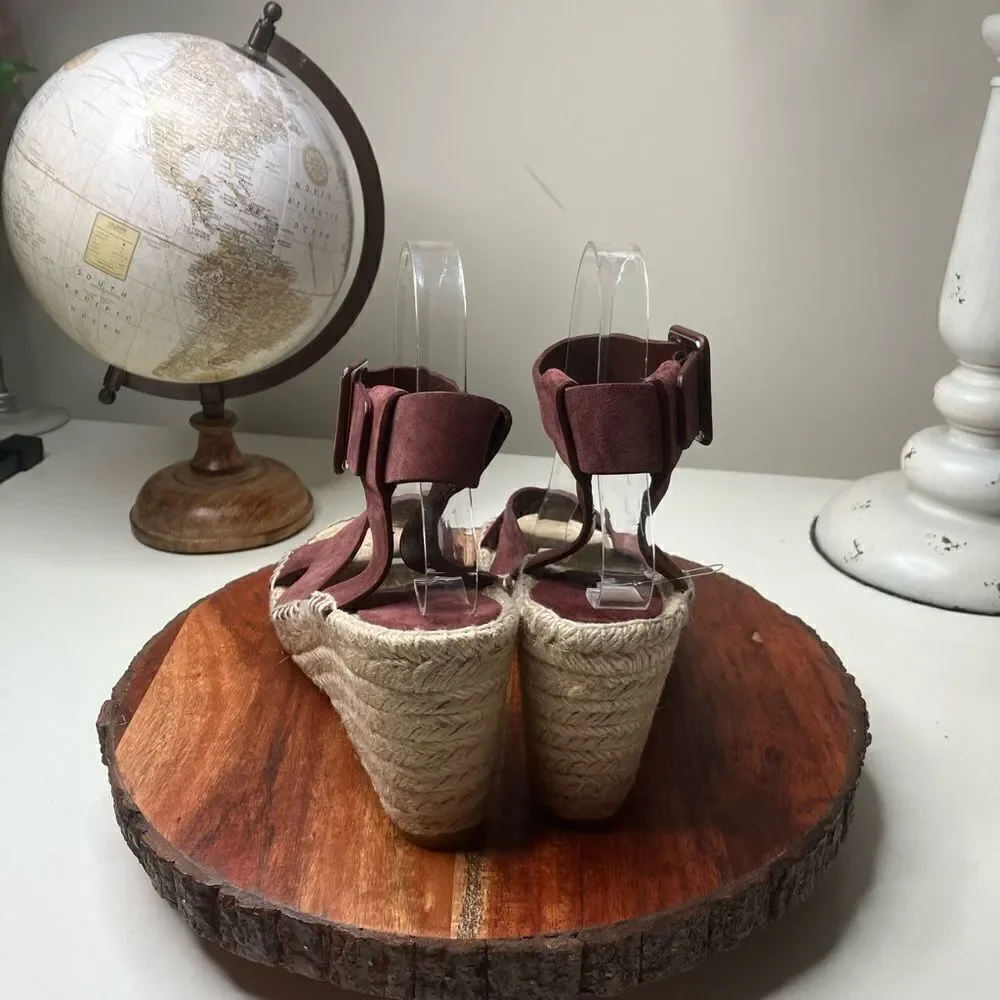 NWT VINCE  9 Leather Platform Suede Espadrille Sandals